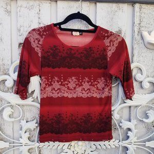 Red 3/4 length sleeve Nylon Shirt